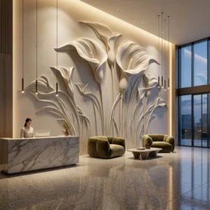 3D Calla Lily Floral Mural Art Sculpture Panel | Shayan Fiberglass and Sculpture
