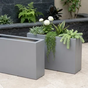 Shayan Fiberglass Modern Rectangular Outdoor Planter Box